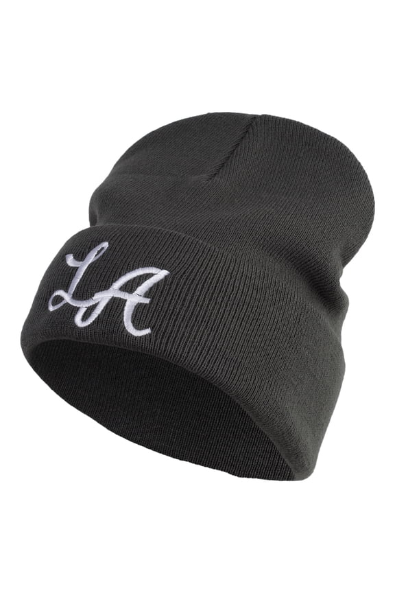 Graffiti LA Embroidered Big Size Cuff Long Beanie - Charcoal XL-3XL