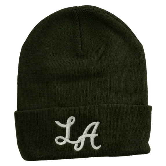 Graffiti LA Embroidered Long Cuff Beanie - Green OSFM