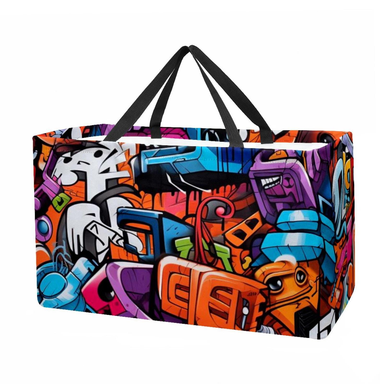 Graffiti Large Capacity Reusable Foldable Oxford Cloth Storage Basket ...