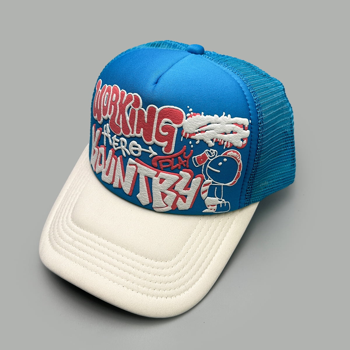 Mesh Lettering Graffiti Letter Print Trucker Hat, Mesh Back Adjustable Baseball Cap ...
