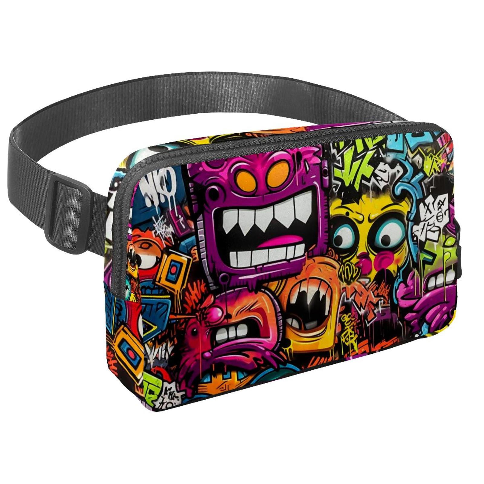 Graffiti Lightweight Adjustable Crossbody Bag with Extension Strap - Unisex Fanny Pack