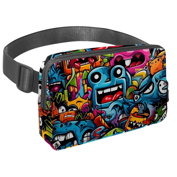Graffiti Lightweight Adjustable Waist Pack with Extension Strap – Unisex Money Belt