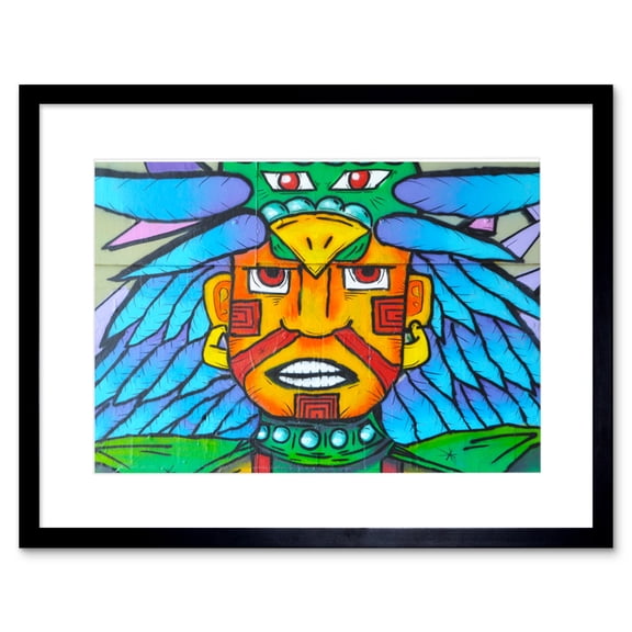 Graffiti Man Face Tribal Framed Wall Art Print