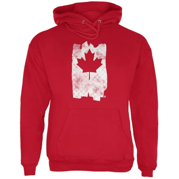 Graffiti Maple Leaf Canadian Flag Mens Hoodie Red LG