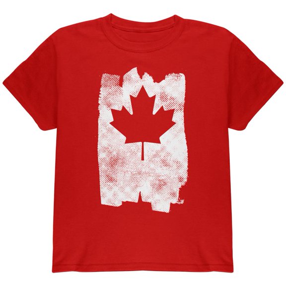 Graffiti Maple Leaf Canadian Flag Youth T Shirt Red YSM