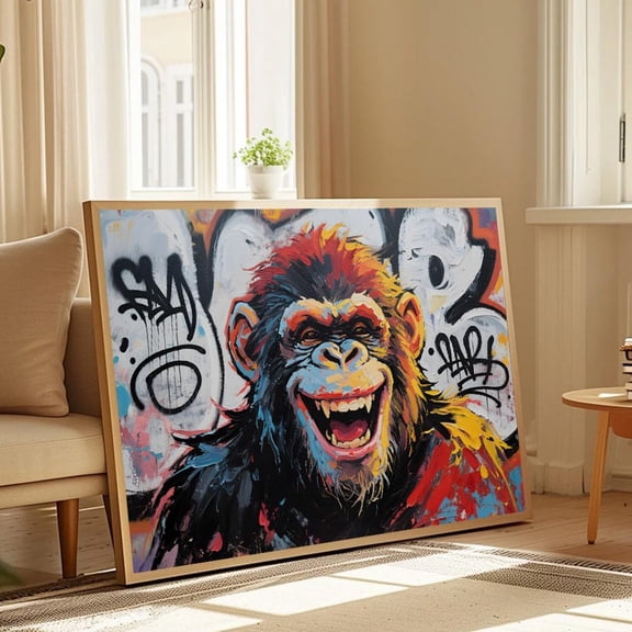 Graffiti Monkey Art Colorful Pop Street Art Poster Home Decor, 24x36 UNFRAMED