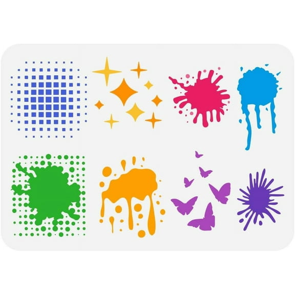 Graffiti Motifs Painting Stencil 8.3x11.7inch Spray Painted Texture Patterns Stencil Reusable Graffiti Theme Craft Stencil for Painting on Wall Wood Floor Tile Canvas Fabric Furniture