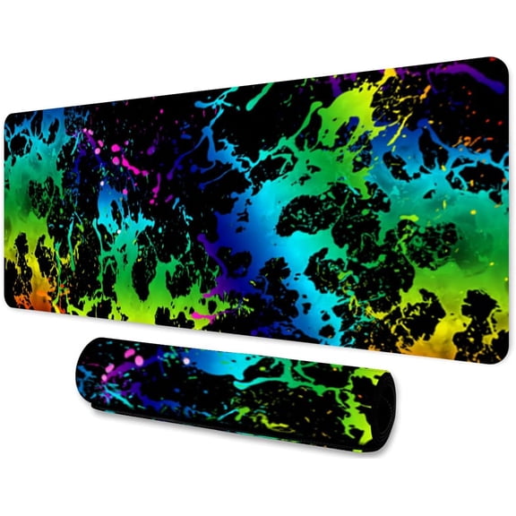 Graffiti Mouse Pad 31.5x11.8 Inches Retro Hippie Art Colored Paint Pattern Printed Mouse Pad for Home Studio Keyboard Table Mat BDHYMN16