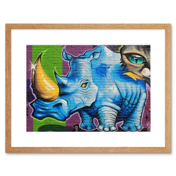 Graffiti Mural Blue Rhino Framed Wall Art Print