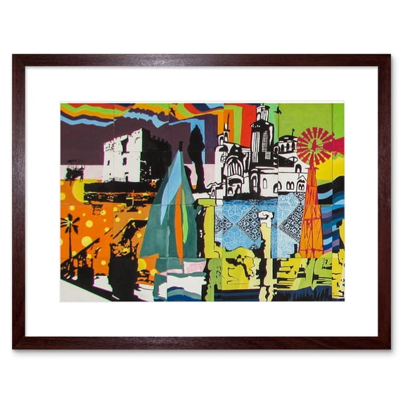 Graffiti Mural Paralimni Primary Cyprus Framed Wall Art Print