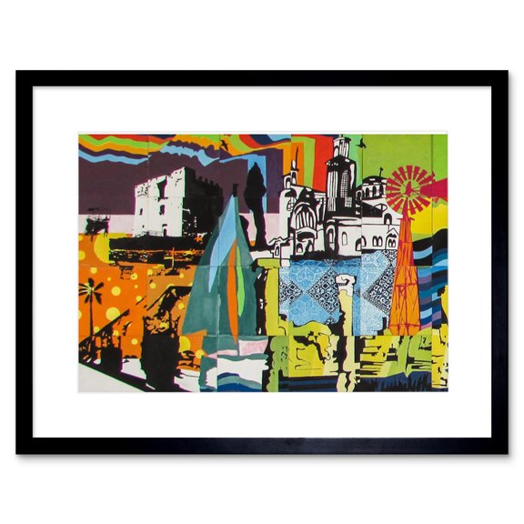 Graffiti Mural Paralimni Primary Cyprus Framed Wall Art Print