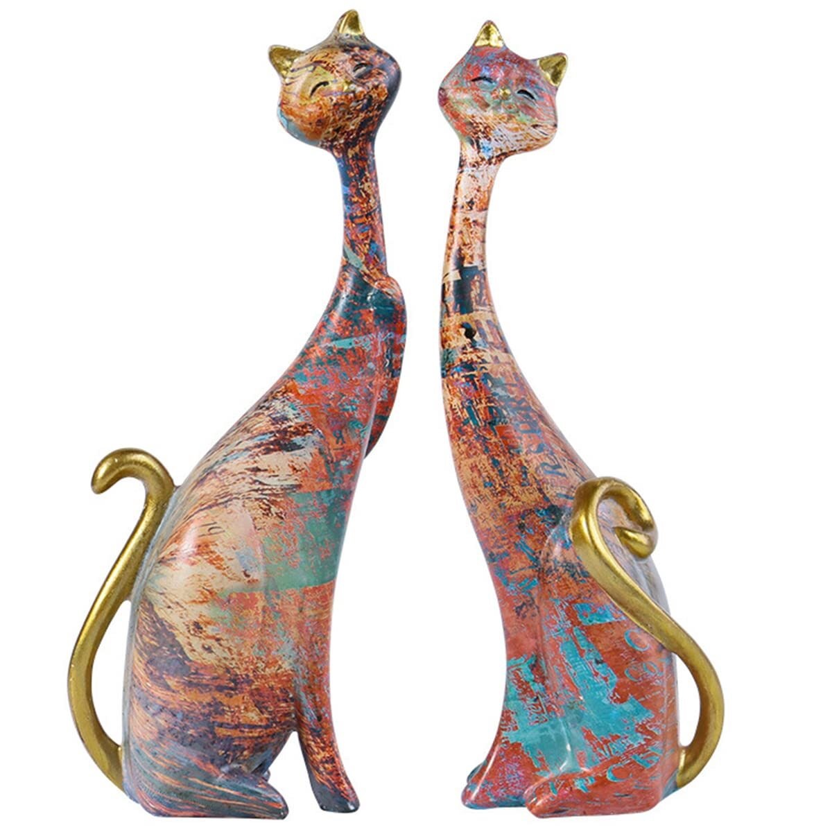 Graffiti Ornaments, Resin Couple Cats, Decorative Living Room, Home