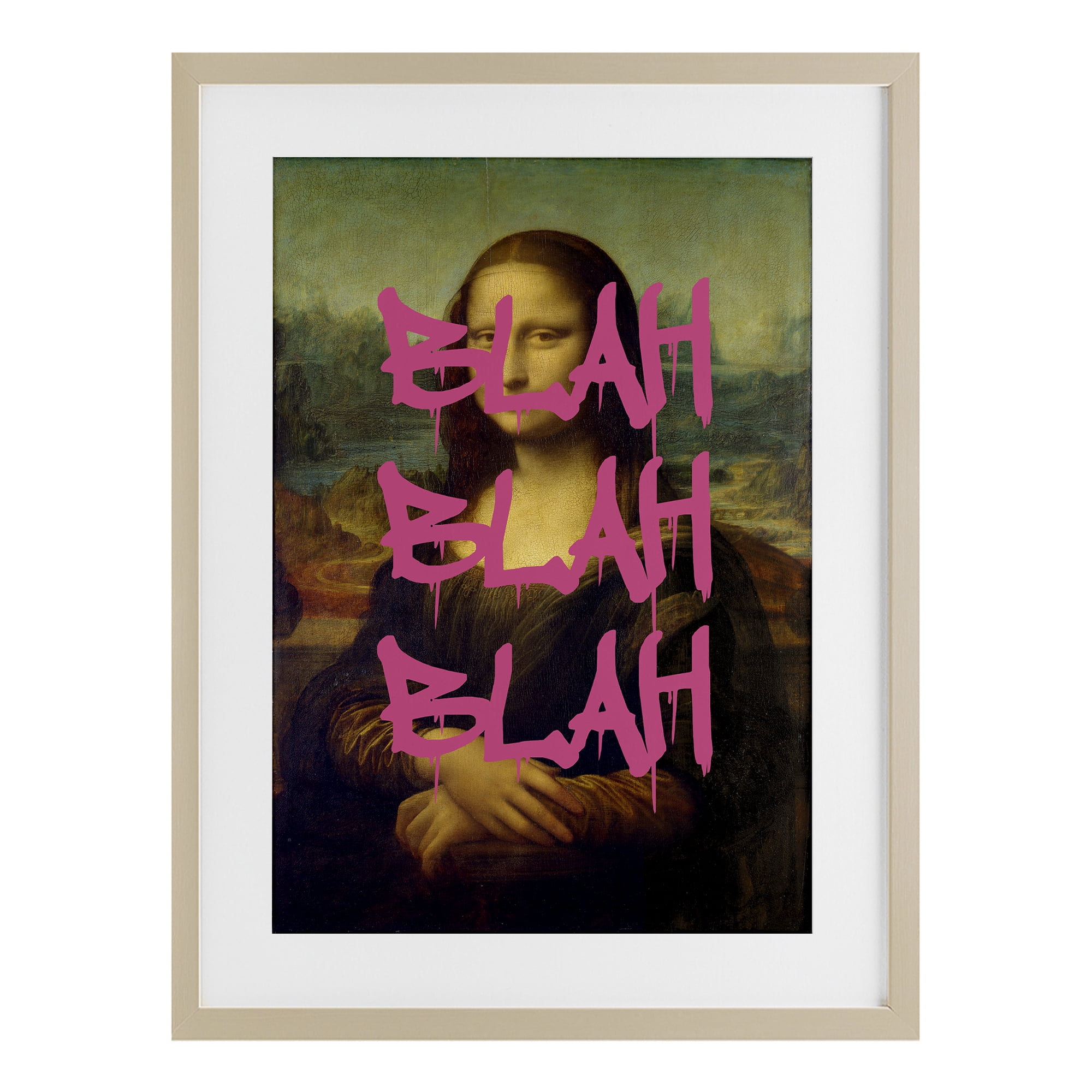 Graffiti Over Mona Lisa Birch Framed Print Under Glass, design by Masters Redux