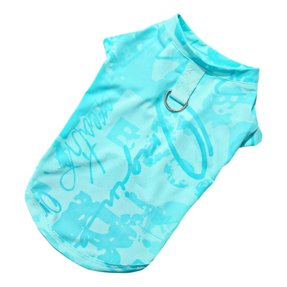 Graffiti Pattern Ice Silk Pet Sleeveless Vest Breathable Mesh Cooling Tank Top with Built-in D-Ring for Small Medium Dogs Cats Summer Daily Walking(Light Green-S-35cm)