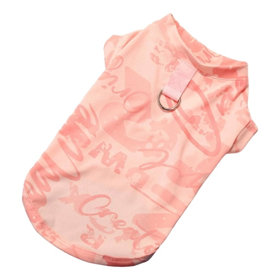 Graffiti Pattern Ice Silk Pet Sleeveless Vest Breathable Mesh Cooling Tank Top with Built-in D-Ring for Small Medium Dogs Cats Summer Daily Walking(Light Pink-S-35cm)