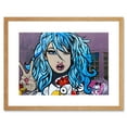thumbnail image 1 of Graffiti Peace Girl Blue Hair Street Art Framed Wall Art Print, 1 of 5