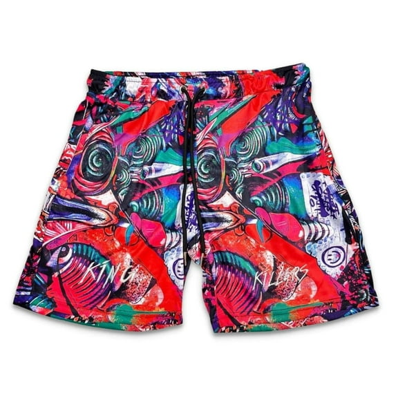 Graffiti Print Mesh Shorts