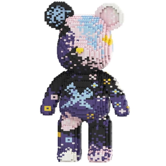 Graffiti Purple Bear Micro Building Blocks,Gift for Birthdays, Decorative Home Office Table Centerpiece Decor