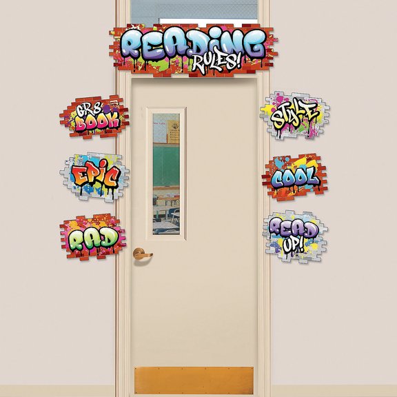 Graffiti Reading Rules Vertical Banner - Educational - 1 Piece