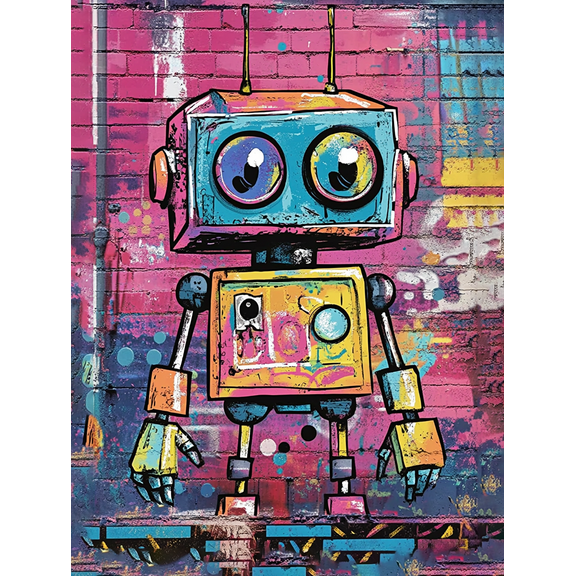 Graffiti Robot Canvas Wall Art Print Suitable for Living Room Bedroom Office Dorm Room and Apartment Decoration.