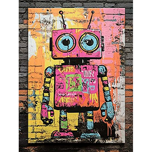 Graffiti Robot Canvas Wall Art Suitable for Living Room Bedroom Office Dorm Room and Apartment Decor.