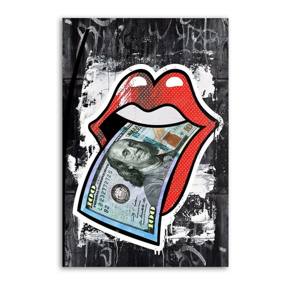 Graffiti Sexy Red Lips Money Talks Art Poster Canvas Painting Decor Wall Print Photo Gifts Home Modern Decorative Posters 16x24inch(40x60cm)