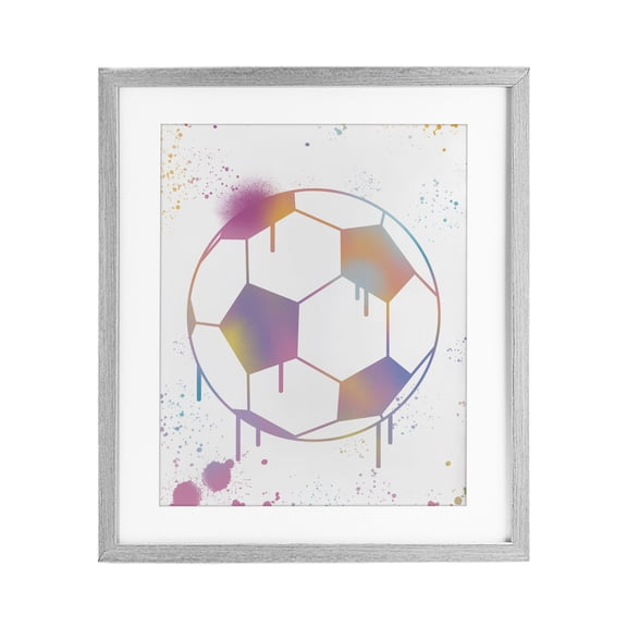 Stupell Industries Graffiti Soccer Ball Drip Gray Framed Print Under Glass, design by Marcus Prime, 21 x 17