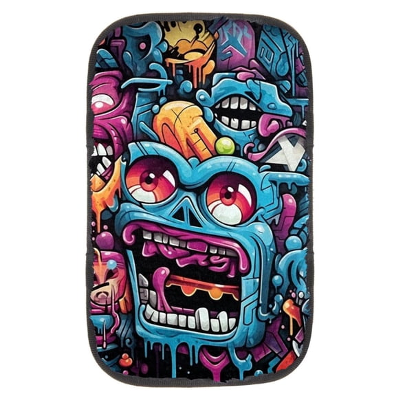 Graffiti Soft Comfortable Furry Printed Armrest Cover Car Armrest Mat Armrest Accessory 12.5x8.2 Inch