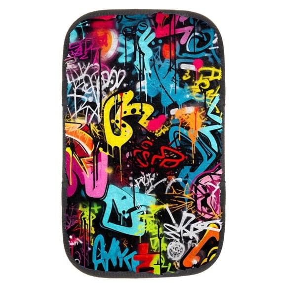 Graffiti Soft Comfortable Furry Printed Car Armrest Mat Pad Cover Accessories 12.5x8.2 Inch