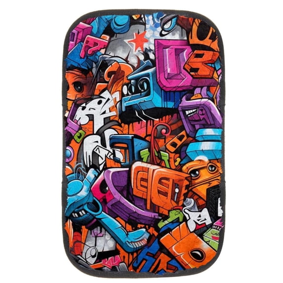Graffiti Soft Furry Printed Car Armrest Cover Pad 12.5x8.2 Inch - Comfortable Armrest Accessory