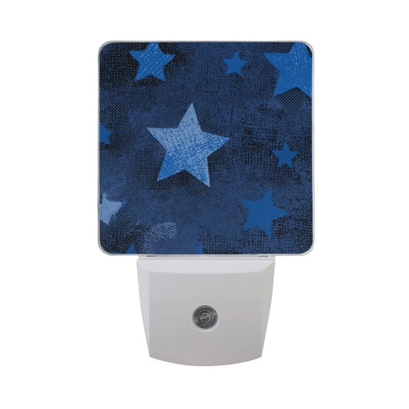 Graffiti Stars in Dark Blue LED Night Light Sensor Lamp Plug-in Adjustable Brightness 2 Pack