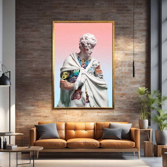 Graffiti Statue Modern Pop Art Street Style Wall Art, Unframed Canvas 8x10in