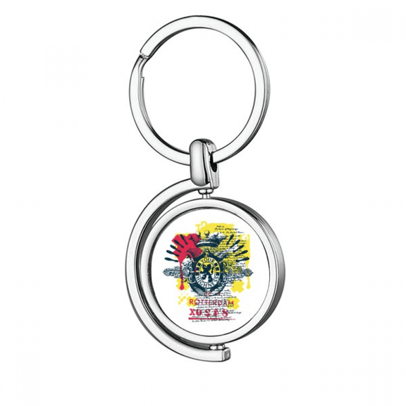 Graffiti Street Crown Lion Highness Pattern Rotating Keychain Metal Keyring Holder