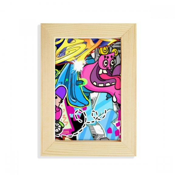 Graffiti Street Culture Colorful Monster Desktop Display Photo Frame Picture Art Painting 5x7 inch
