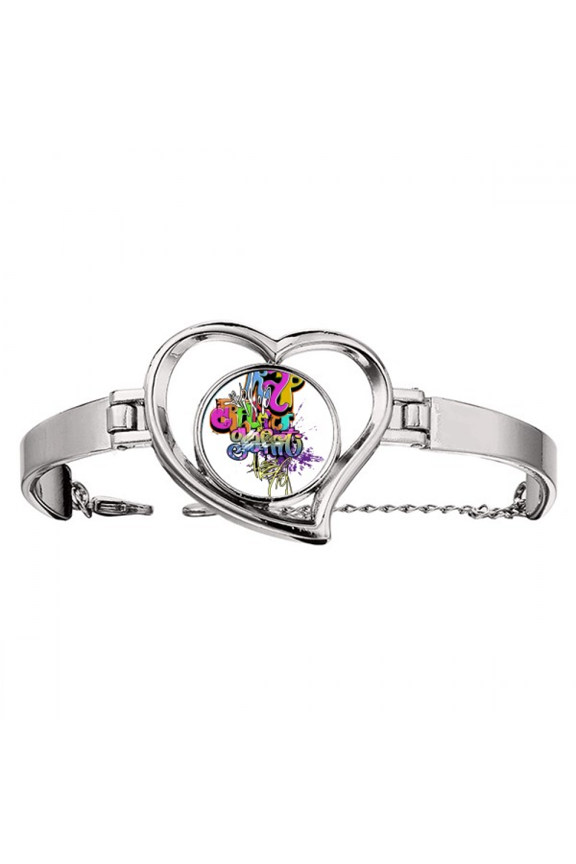 Graffiti Street Culture Colorful Rap Words Bracelet Heart Jewelry Wire Bangle