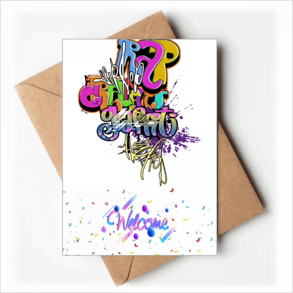 Graffiti Street Culture Colorful Rap Words Welcome Back Greeting Cards Envelopes Blank