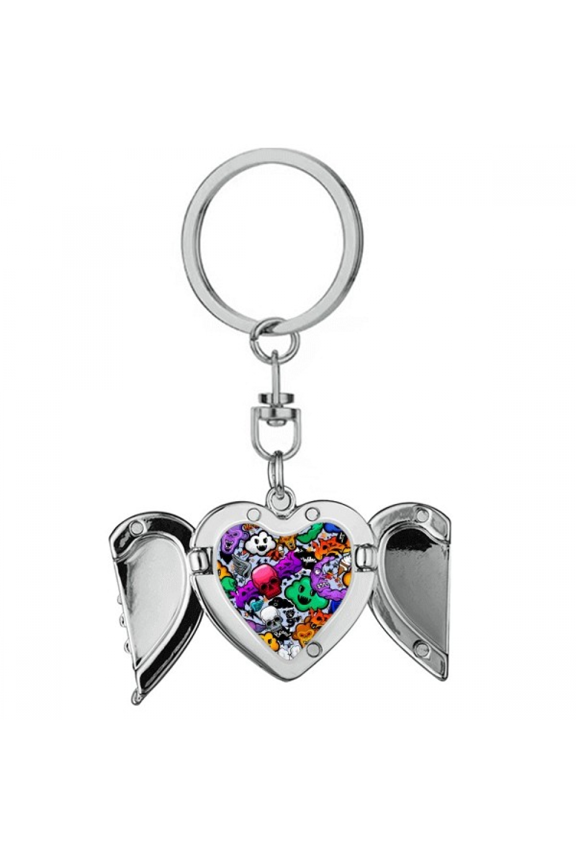 Graffiti Street Culture Colorful l Heart Angel Wing Key Chain Holder