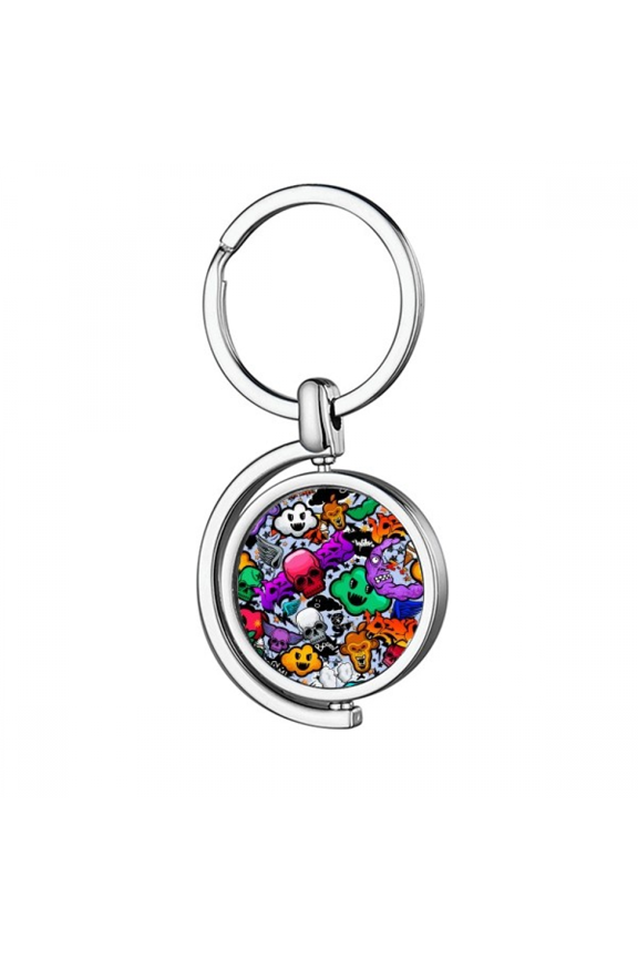 Graffiti Street Culture Colorful l Rotating Keychain Metal Keyring Holder