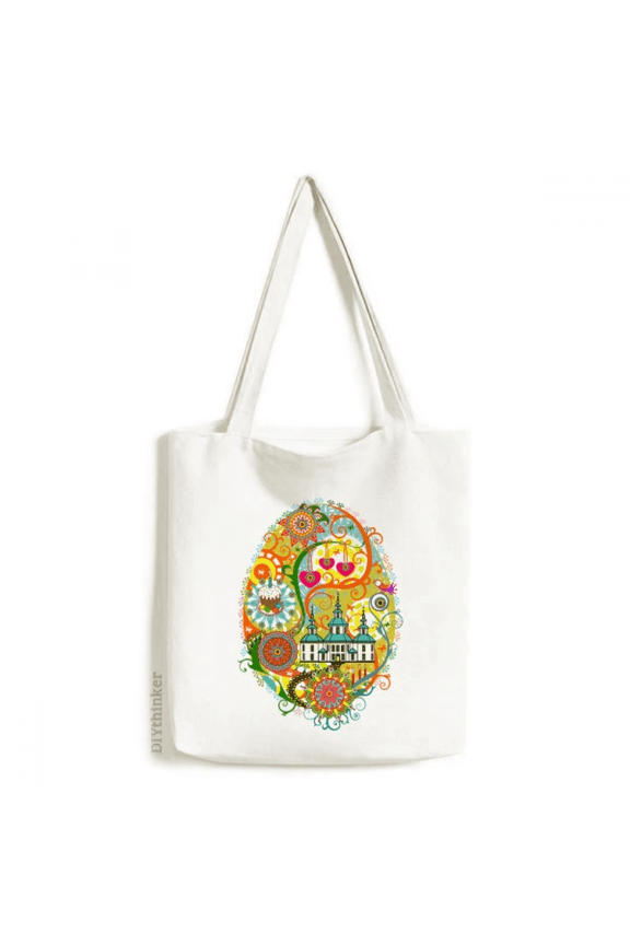 Graffiti Street Culture Temple Cake Egg Tote Canvas Bag Shopping Satchel Casual Handbag