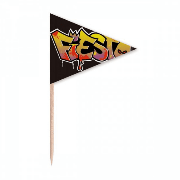 Graffiti Street Fiesta Hand-decorated Toothpick Triangle Cupcake Toppers Flag