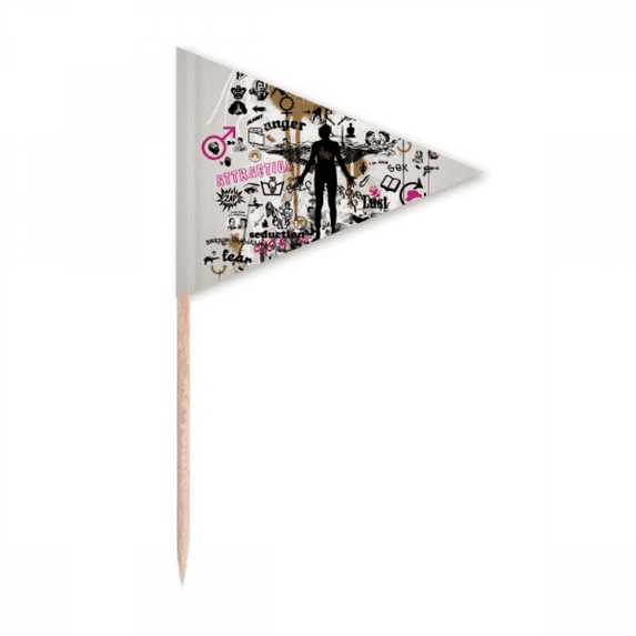 Graffiti Street Flower Human Pattern Toothpick Triangle Cupcake Toppers Flag