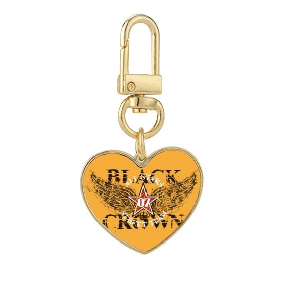Graffiti Street Star Wings Crown Pattern Gold Heart Keychain Metal Keyring Holder