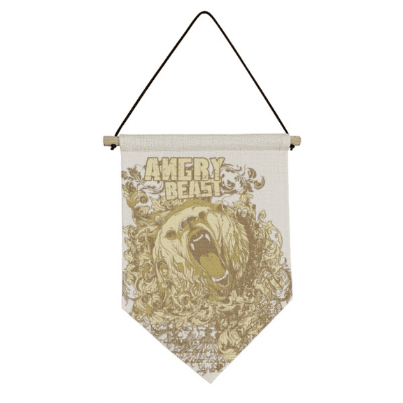 Graffiti Street Yellow Bear Angry Pattern Canvas Flag Hanging Wall Art Decor Banner