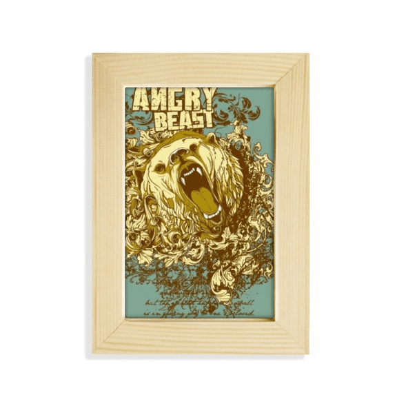 Graffiti Street Yellow Bear Angry Pattern Desktop Display Photo Frame Picture Art Painting 5x7 inch