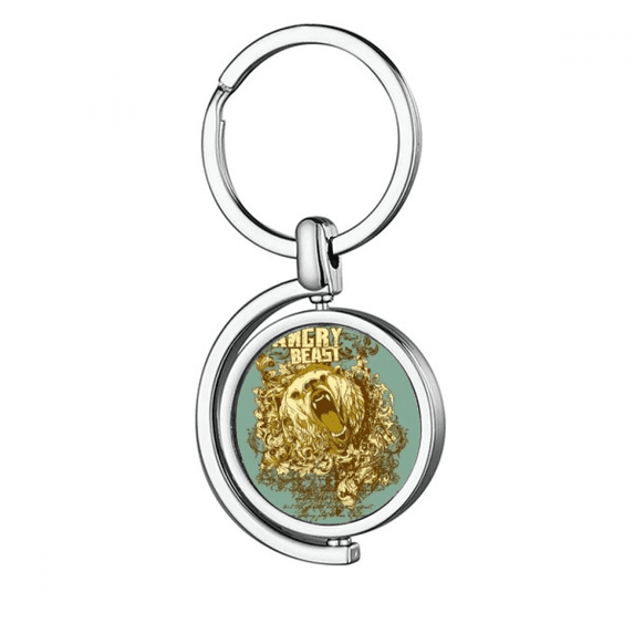 Graffiti Street Yellow Bear Angry Pattern Rotating Keychain Metal Keyring Holder
