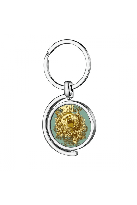 Graffiti Street Yellow Bear Angry Pattern Rotating Keychain Metal Keyring Holder