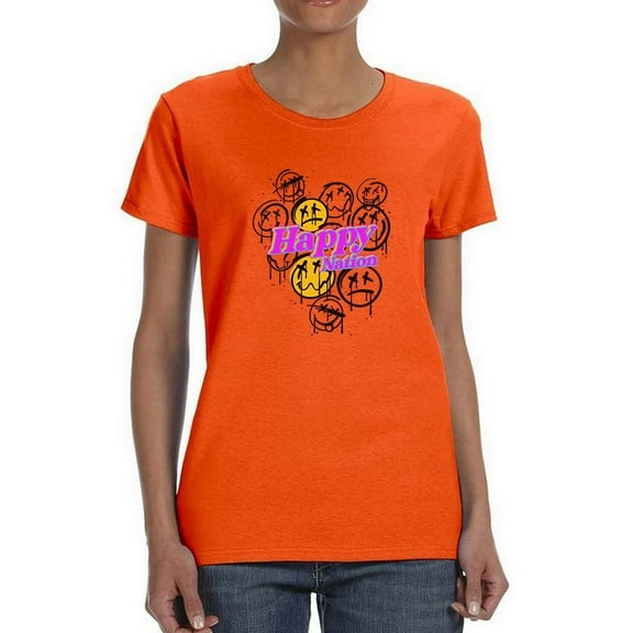 Graffiti Style Happy Dead Faces Shaped T-Shirt Women -Image by Shutterstock, Female Large