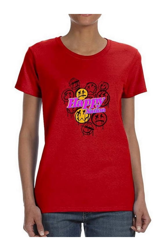 Graffiti Style Happy Dead Faces Shaped T-Shirt Women -Image by Shutterstock, Female Small