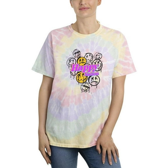 Graffiti Style Happy Dead Faces Tie Dye Spiral Women -Image by Shutterstock, Female XX-Large