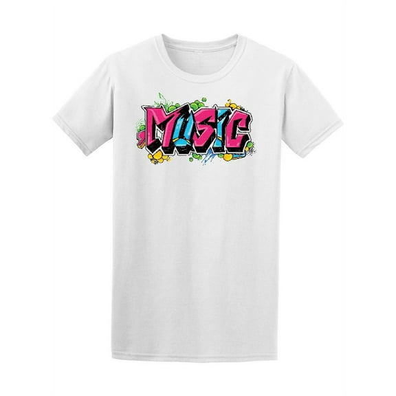 Graffiti Style Music T-Shirt Men -Image by Shutterstock, Male x-Large